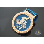 Bicycle 50K Run Custom Made Kids Metal Marathon Medals Soft Enamel Processing