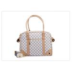  				High Quality PU Leather Double Layer Classic Grid Pet Carriers 	        