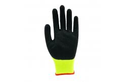 China Black Crinkle Latex Coated Gloves Waterproof Abrasion Resistant Work Gloves supplier