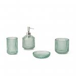 vertical stripe Style Glass Soap Foam Dispenser Toothbrush Holder Bathroom Accessories Set for sale