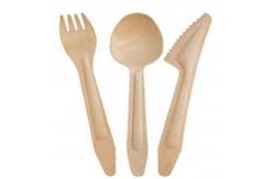 China Disposable Biodegradable 185mm Wooden Strong Knife Fork And Spoon Old Style supplier