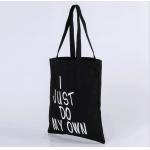 Supermarket Promotion Black Canvas Shopping Bag With Customized Slogan