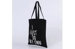 China Supermarket Promotion Black Canvas Shopping Bag With Customized Slogan supplier