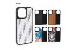 China Matt Groove TPU PC Phone Case Inlay Leather Wood Shockproof For IPhone supplier
