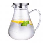 Clear Tempered Glass Water Pitcher Iced Tea Carafe With Stainless Steel Lid for sale