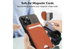 China Premium Leather Magnetic Wallet Phone Stand Adjustable Magsafe Card Holder supplier