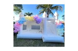China Commercial Party White Bounce House Slide Combo Inflatable Bouncer PVC Jumping Bouncy Castle supplier