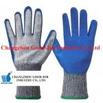 HPPE 10G knitted Liner With Latex Dipped Palm Coated En388 Anti-cut Non-slip Protective Hand Gloves for sale