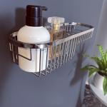 Wall Mounted Stainless Steel Basket Holder Plastic Storage Organizer Rack For Bathroom Accessories for sale
