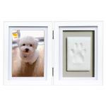 Custom Wood Pet Keepsake Frame , Clay Paw Print Decoration For Dog / Cat for sale