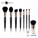 Classic Black Synthetic Hair Makeup Brush Kabuki Golden Aluminium Ferrule Eco Friendly for sale