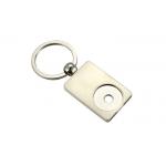 Iron UV Printing Metal Keychain Holder Rectangle Trolley Coin Keyring for sale