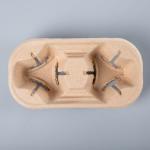 2 Cups paper Biodegradable Bagasse Coffee Cup Holder for sale