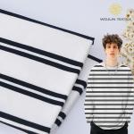 Smooth Cotton French Terry Fabric Black And White Striped Cloth 225gsm for sale