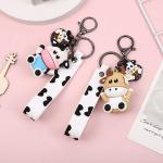 Personalized 3D Silicone Cow Animal Keyrings Pendant Keychain for Purse and Backpack