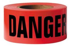 China Custom Printed Barricade PE Warning Tape Non Adhesive Red Roll  Plastic Barricer Tape supplier
