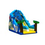 Ocean Theme Shark Inflatable Slide Inflatable Climbing Wall And Slide For Kids for sale