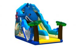China Ocean Theme Shark Inflatable Slide Inflatable Climbing Wall And Slide For Kids supplier