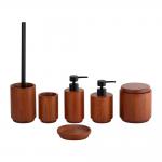 Natural OAK Wooden Bathroom Accessories Set Round Shape Black Pump Head Toothbrush Cup Bathroom Sets Wooden Soap Dish for sale