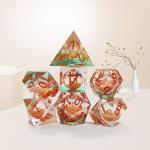 Orange Flowing Sand​ Resin Gaming Dice Multi Noodle Tablet Game Dice Set for sale