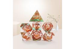 China Orange Flowing Sand​ Resin Gaming Dice Multi Noodle Tablet Game Dice Set supplier