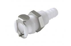 China POM Quick Connect Fluid Coupling Hose Barb Natural White With Vavle supplier