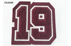 China Number And Alphabet Chenille Embroidery Patches / Embroidered Iron On Appliques supplier