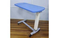 China ABS Panel Medical Overbed Table Gas Spring Lift Mobile Hospital Bed Table supplier