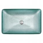 Silver Tempered Bath Wash Basins Glass Bowl Rectangular Table Top Solid