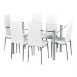 Customized Dining Room Furnitures 1200*700*750mm Glass Dining Table 6 Seater for sale