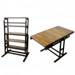 MDF Top Convertible Shelf Table Foldable 30.5 Height Mahogany Wooden for sale