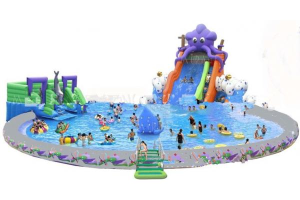 Giant Inflatable Water Park For Kids / Inflatable Pool With Slides