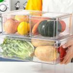 4 Pcs Stackable Plastic Clear Fridge Organizer Set Kitchen Food Storage for sale