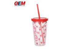 China Customized PP Double Wall Cup With Straw OEM Plastic Cup Made Water Cup supplier