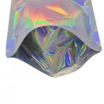 LDPE Silver Foil Pouches PE Clear Holographic Zipper Pouch QS Food Grade