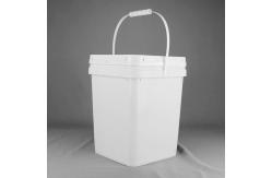 China Chemical Resistant White Square Plastic Bucket with Handle and Lid supplier