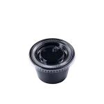 Black Color PET Lid 1.5OZ Disposable Sauce Cup for sale