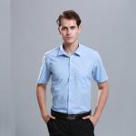 Blue Breathable Office Work Uniforms Plus Size New Design Yarn Dyed Technics for sale