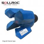 4 Wings Chevron Drill Bit for Middle Rock Drilling Gold Or Customized and API 2 3/8'' REG Thread Type for sale
