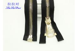 China Bright 22 Inch Dual Separating Parka Zipper , Light Gold Teeth Reversible Separating Zipper supplier