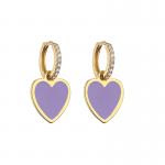 Heart Gold Enamel Hoop Earrings for sale