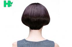 China Synthetic Heat Resistant Choppy Short Bob Wigs With Bangs 8 Inch Length supplier