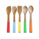 Organic Antimicrobial Wooden Kitchen Cooking Tools Spoons Spatulas Natural Bamboo Color for sale