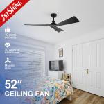 Energy Saving Smart Remote Ceiling Fan Black ABS Blades with 6 Speed and Time Setting for sale
