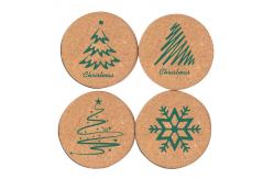 China Round Christmas Cork Placemats And Coasters Table Mats Thermal Insulation supplier