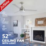 Adjustable Light Quiet Motor LED Ceiling Fan With 3 MDF Blade for sale