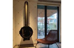 China Black 80cm 90cm Modern Suspended Wood Burner Rotating Fireplace supplier