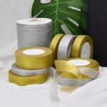 Gold and silver onion with bow decoration accessories, Christmas decoration, gold and silver onion gauze belt, cross-border popular ribbon bow for sale