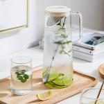 Lead Free Glass Water Pitcher With Silicone Lid / Spoon 1350ml Capacity