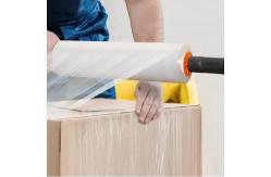 China LLDPE Red Stretch And Shrink Film 0.012mm Designed With Plastic Handle supplier